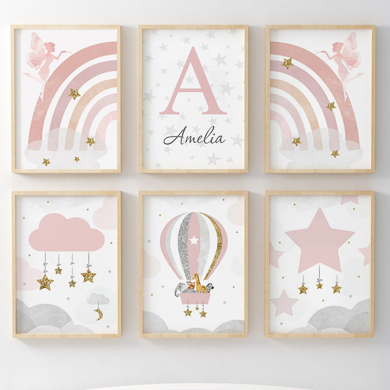 Baby Nursery Pink - لوحات فنية جدارية قماشية لغرفة الأطفال
