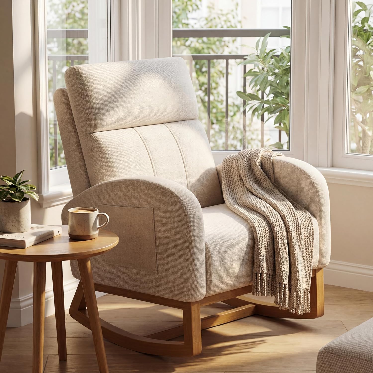 Rocking Chair Nursery - # كرسي هزاز مريح بظهر عالي