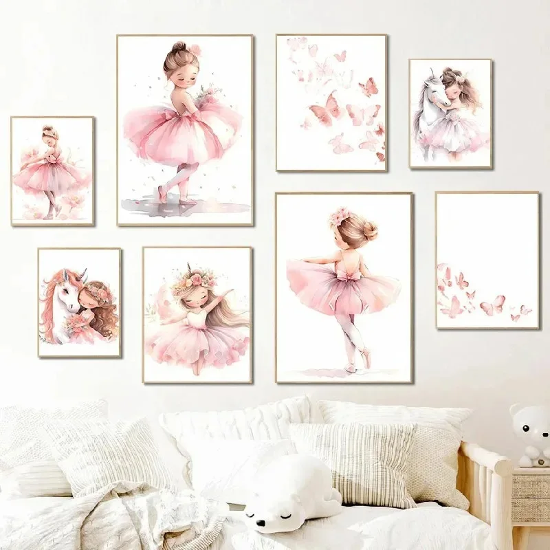 Baby Nursery Pink - ملصق فني للفتيات على شكل راقصة