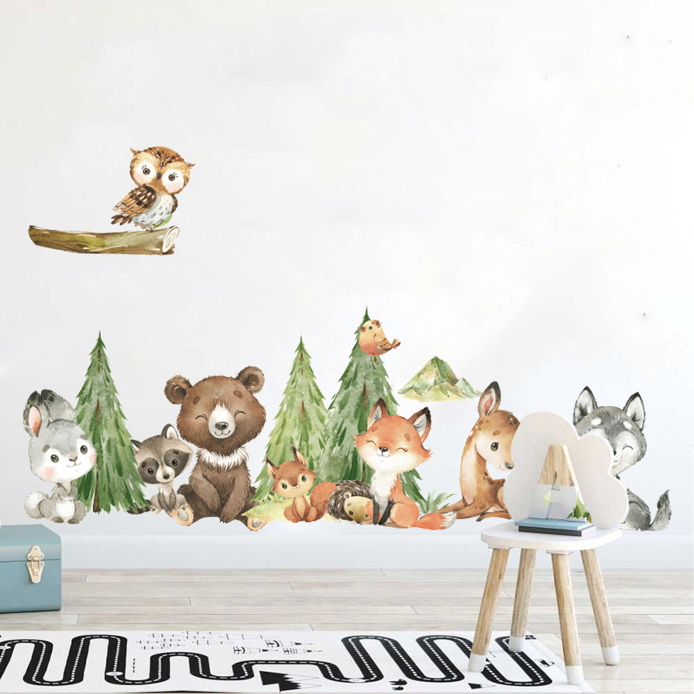 Baby Nursery Furniture - الكرتون المائية الغابات الحيوان الجدار ملصق