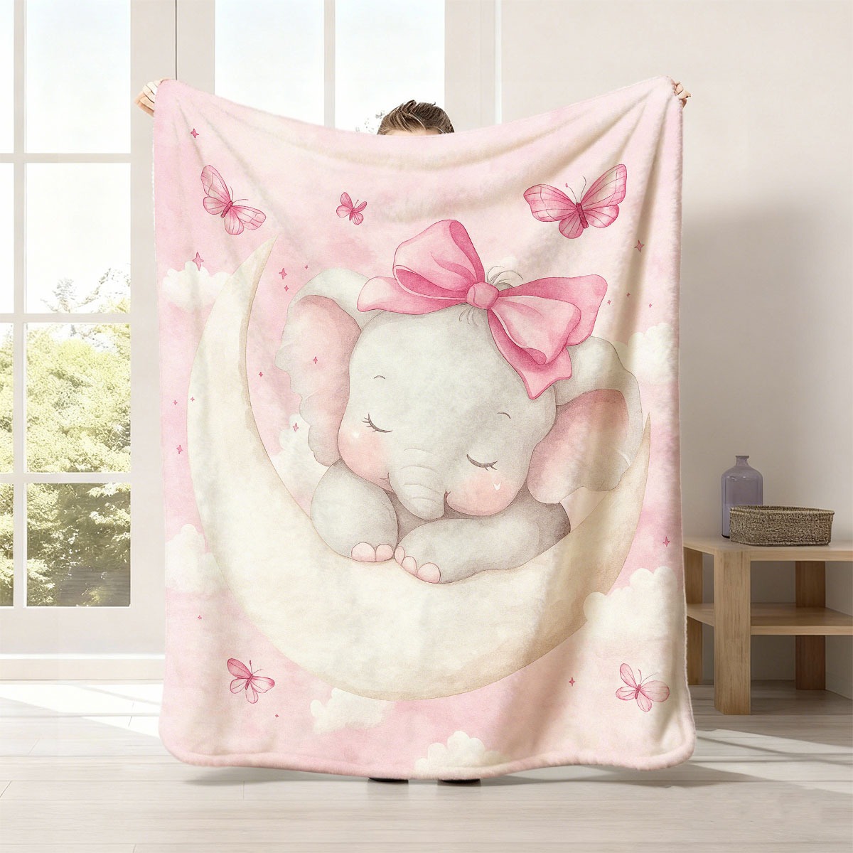 Baby Nursery Keepsake - بطانية قماشية ناعمة على شكل فيل
