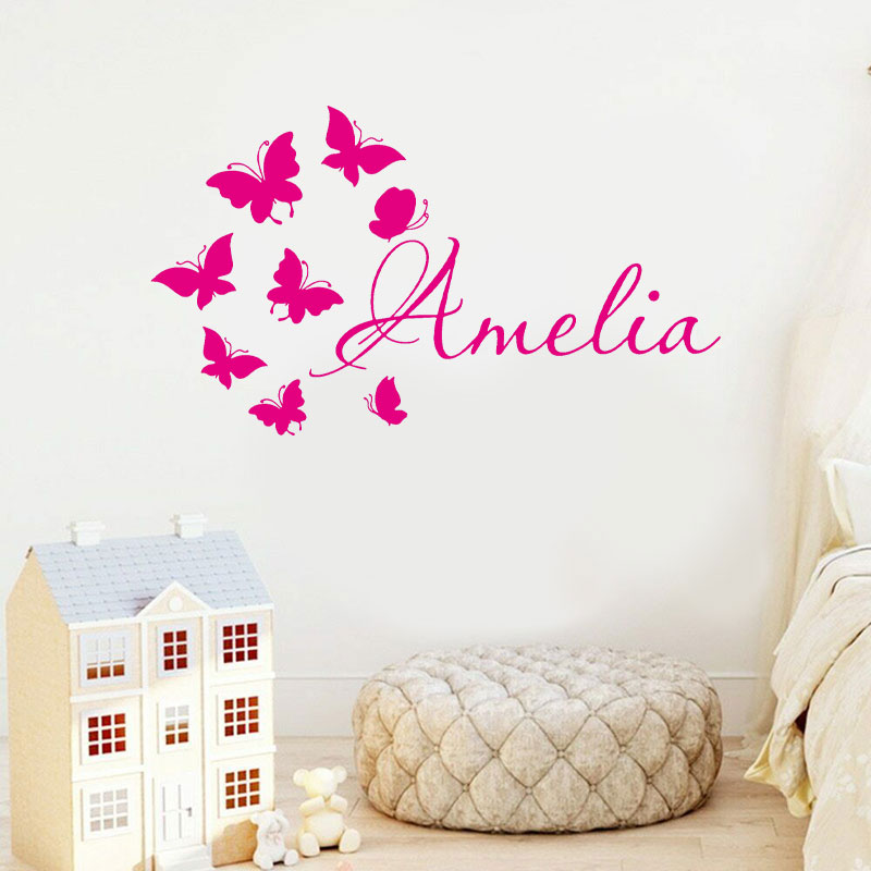 Baby Nursery Wallpaper Girl - شخصية الفتيات اسم الكرتون فراشة الجدار