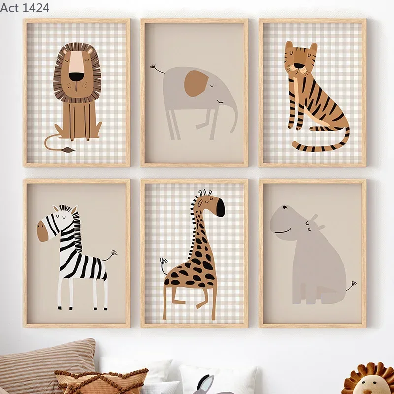 Baby Nursery Jungle Animals - أسد، نمر، فيل، زرافة، حيوانات الغابة،