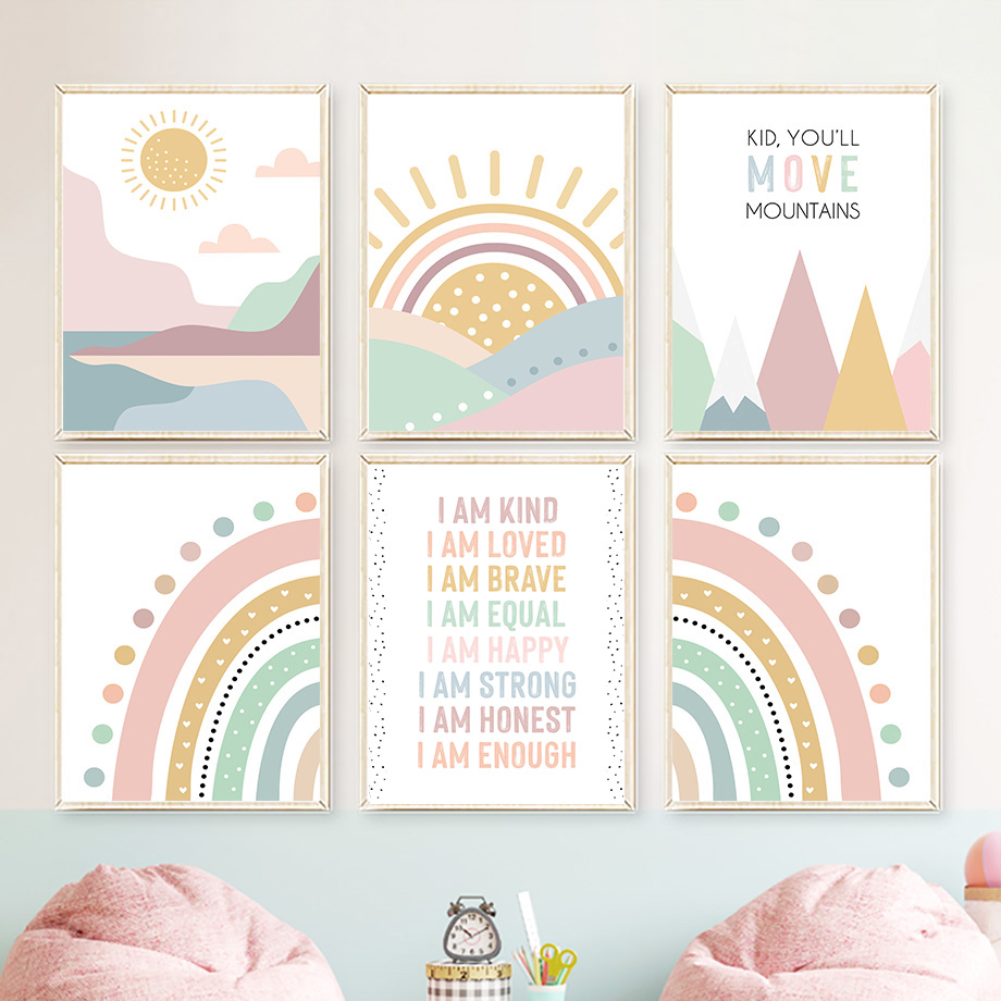 Baby Nursery Pink - ملصقات جدارية نورديكية بوهيمية بتصميم قوس