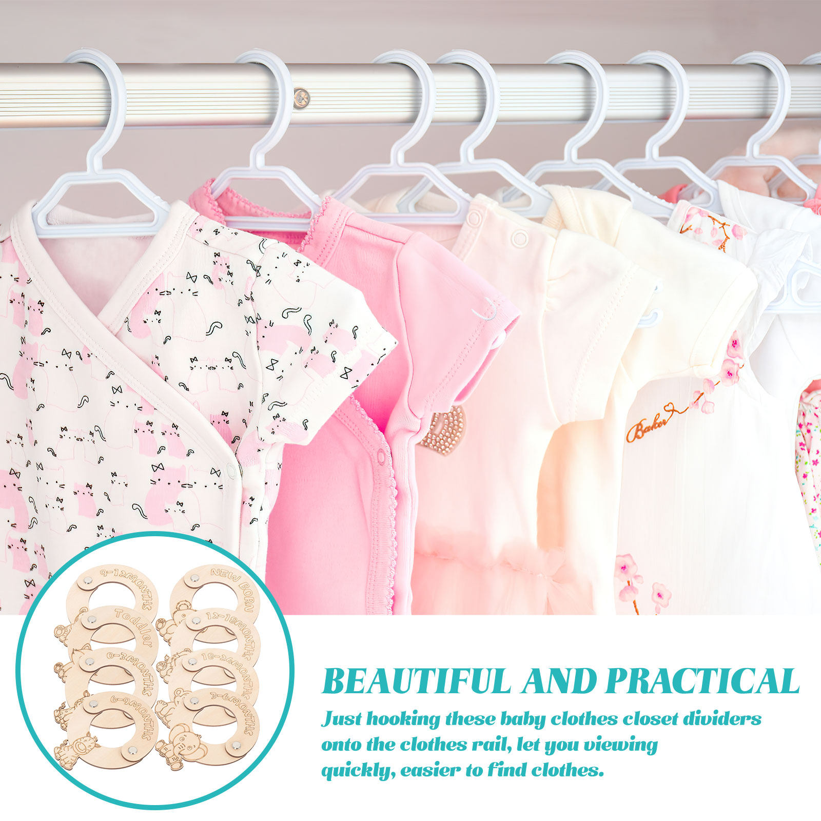 Baby Nursery Wardrobe - 8 قطع فواصل مقاسات ملابس الأطفال