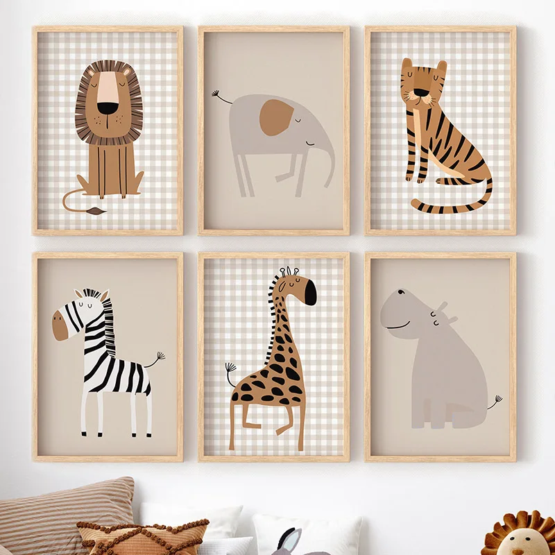 Baby Nursery Jungle Animals - لوحة فنية جدارية بدون إطار لحيوانات