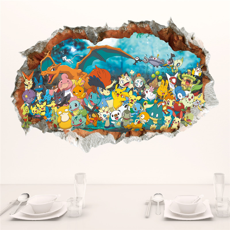 Wall Decal Nursery - كرتون بوكيمون بيكاتشو ملصق حائط للأطفال