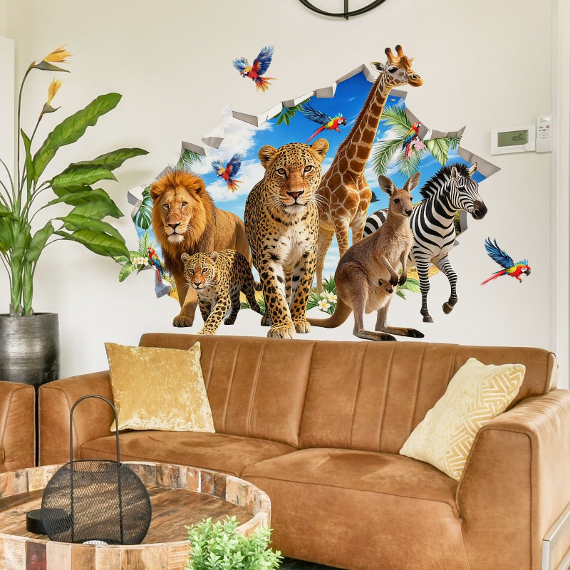 Baby Nursery Jungle Animals - ملصقات جدارية كبيرة على شكل حيوانات