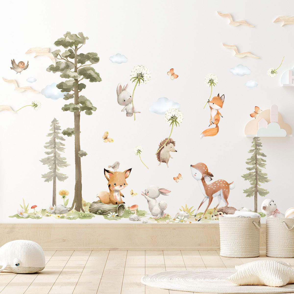 Baby Nursery Wallpaper Girl - ملصقات حائط لطيفة على شكل حيوانات