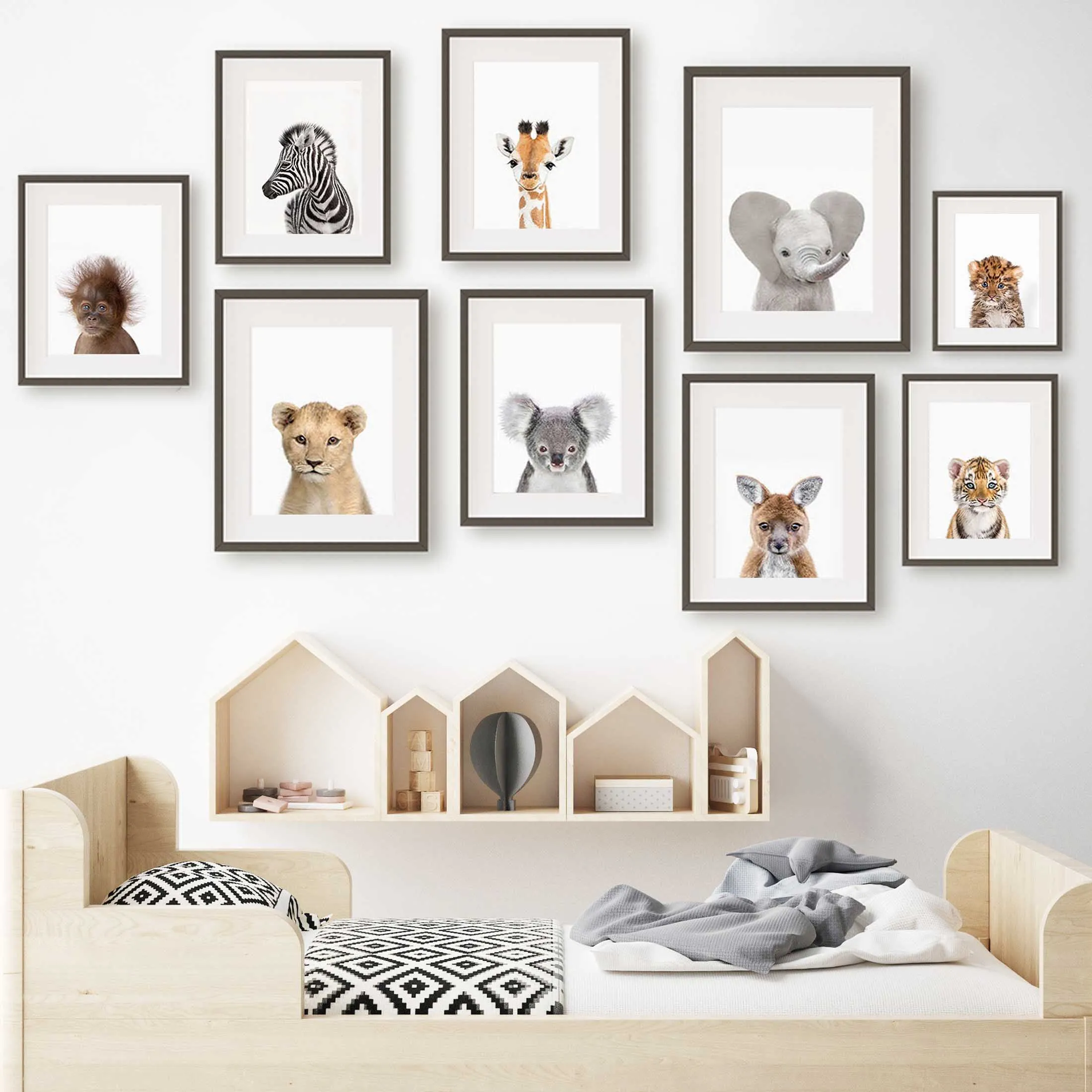 Baby Nursery Jungle Animals - قطعة واحدة من اللوحات القماشية بدون