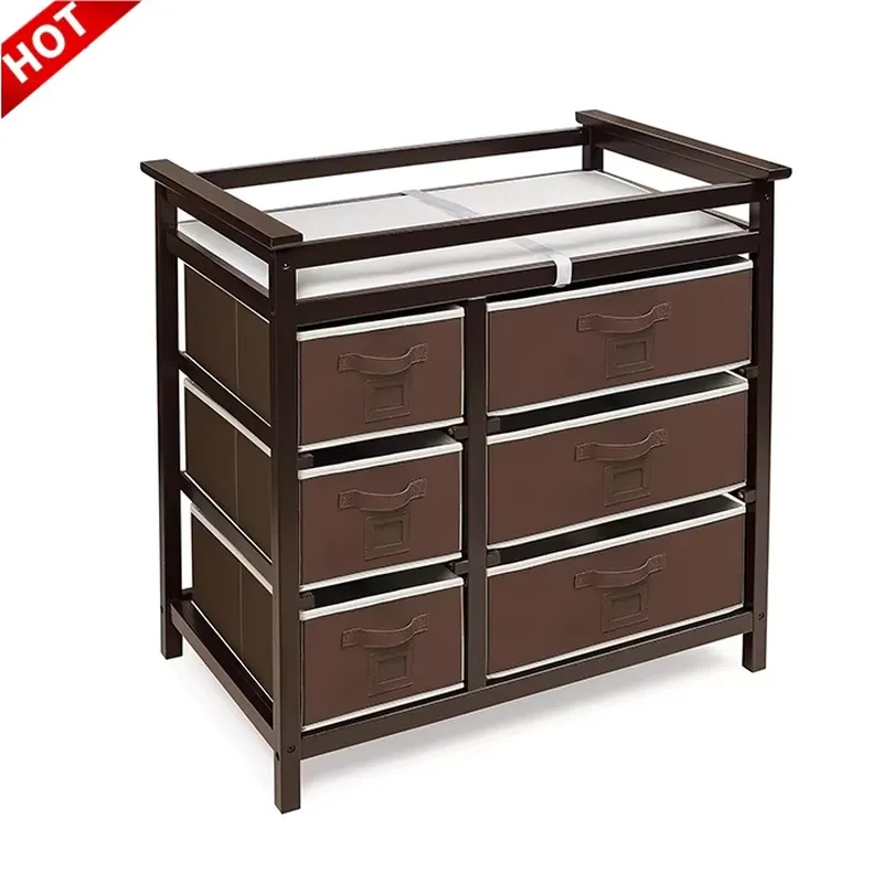 Baby Nursery Furniture - خزانة ملابس خشبية عصرية للأطفال مع