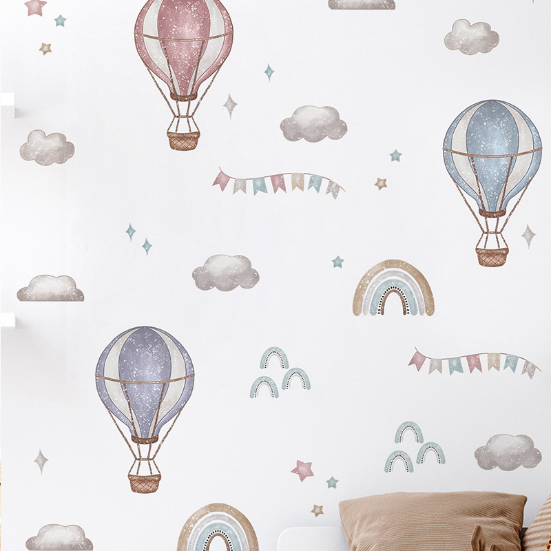 Baby Nursery Bunting - ملصق حائط بوهو على شكل منطاد