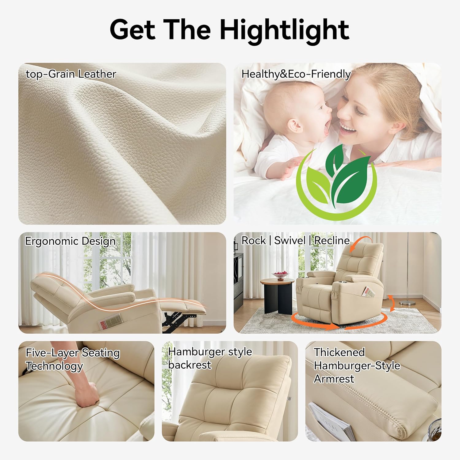 # كرسي استرخاء جلدي، كرسي استر - مراجعة Rocking Chair Nursery وسعره