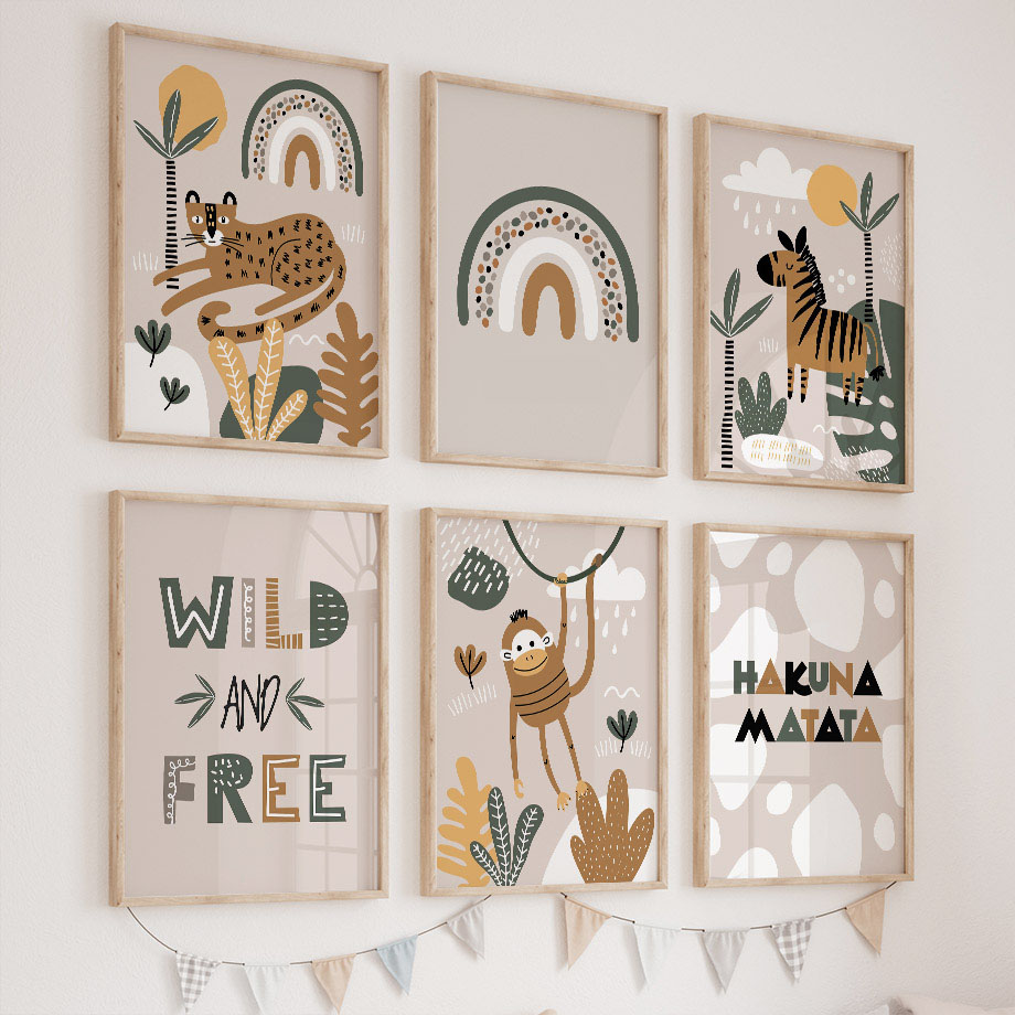 لوحة فنية جدارية لحيوانات الغا - مراجعة Baby Nursery Jungle Animals وسعره