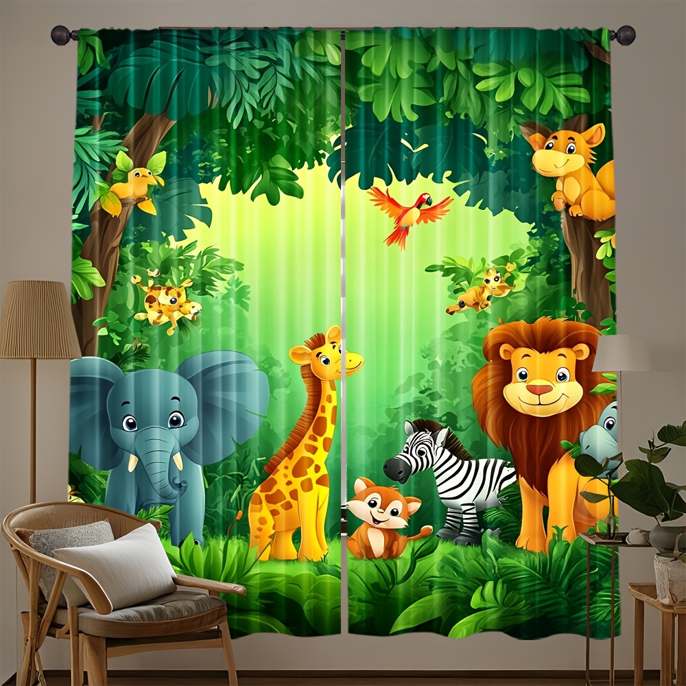 قطعتان من ستائر كرتونية بتصميم - مراجعة Baby Nursery Jungle Animals وسعره