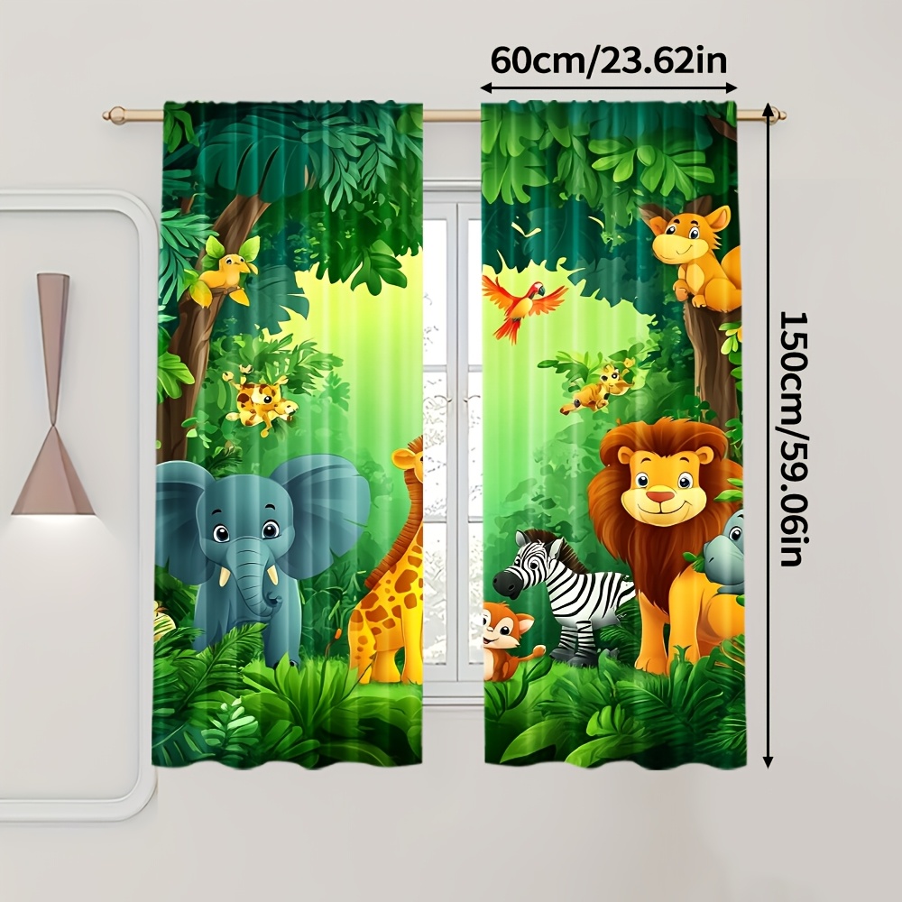 قطعتان من ستائر كرتونية بتصميم - مراجعة Baby Nursery Jungle Animals وسعره