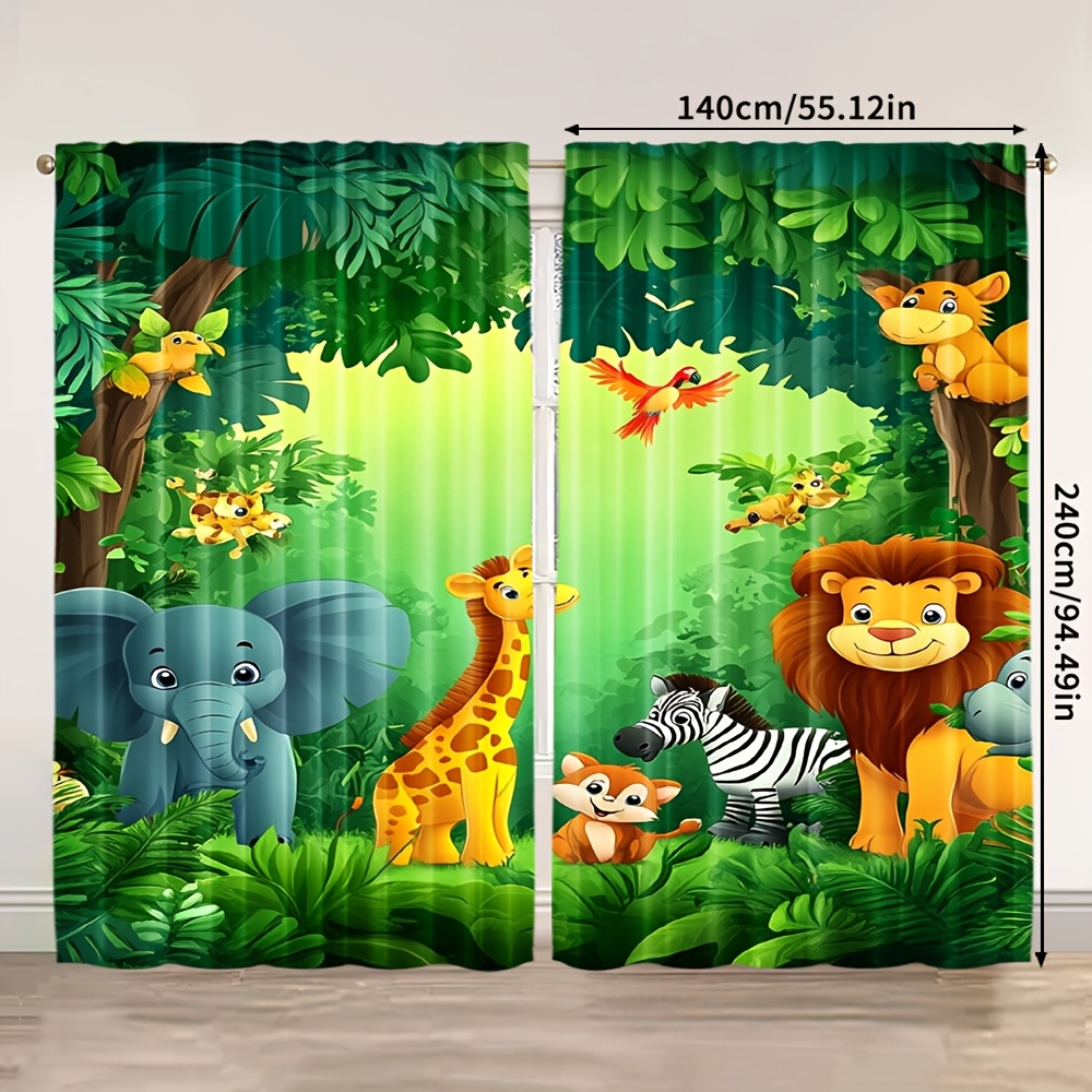 قطعتان من ستائر كرتونية بتصميم - مراجعة Baby Nursery Jungle Animals وسعره