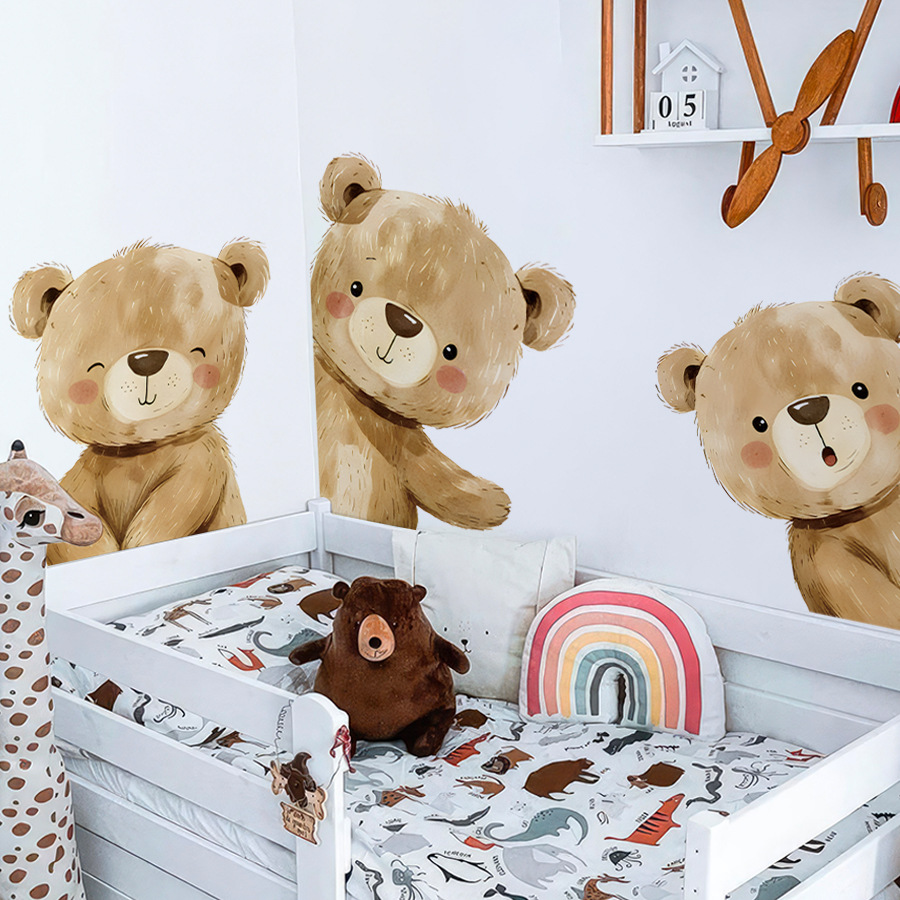 ملصقات جدارية على شكل دب كرتون - مراجعة Baby Nursery Wallpaper Girl وسعره