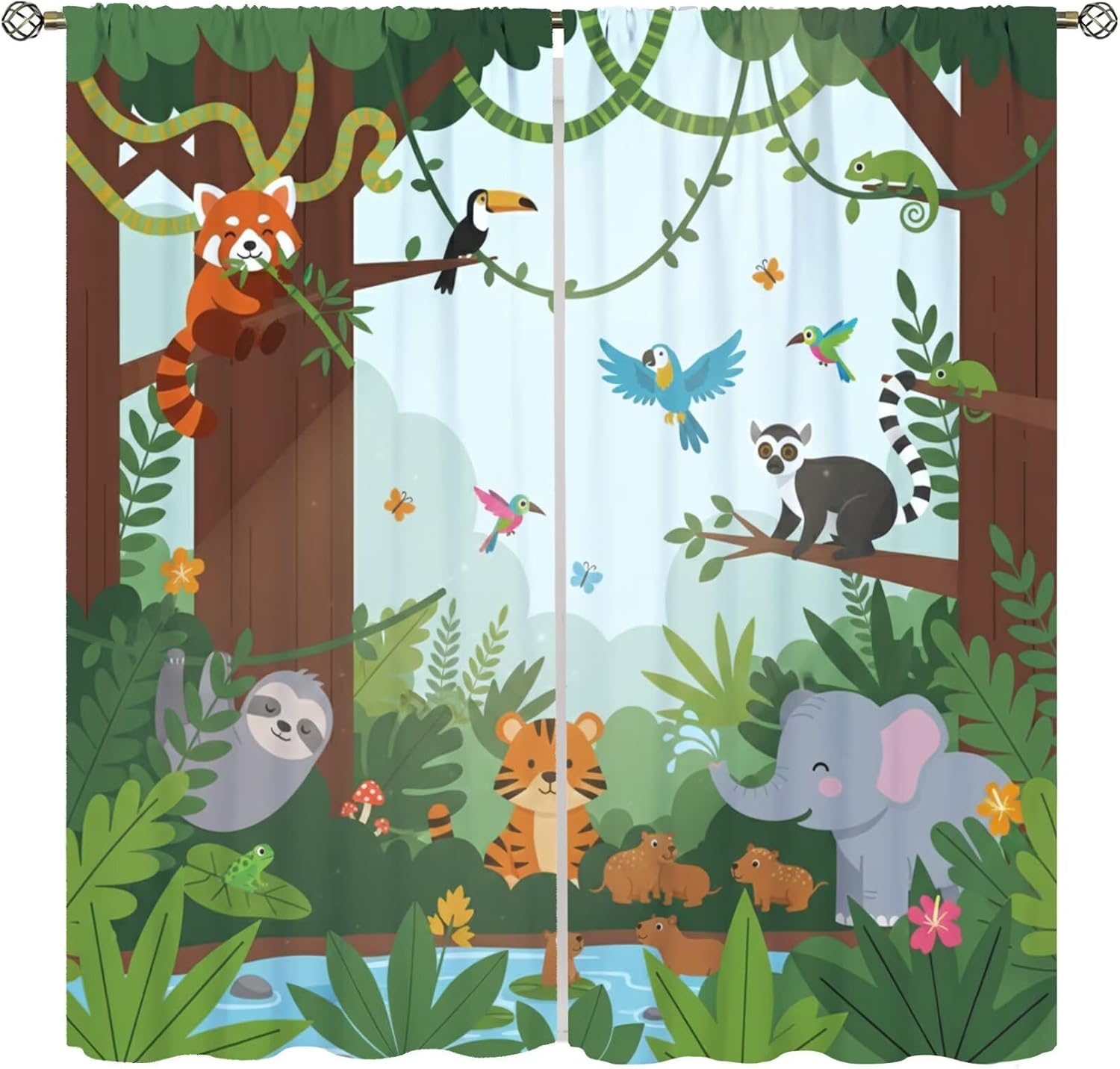 ستائر نافذة شفافة بتصميم حيوان - مراجعة Baby Nursery Jungle Animals وسعره