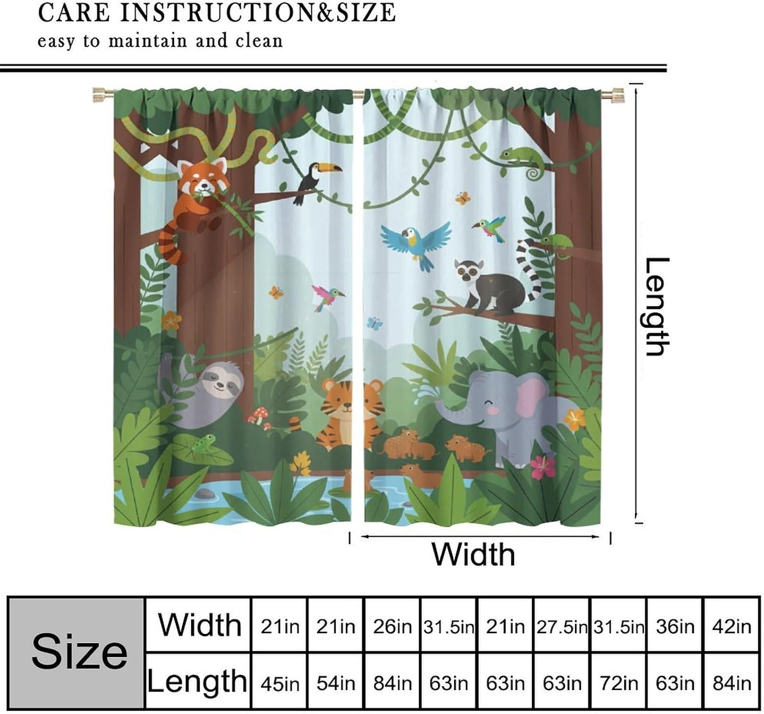 ستائر نافذة شفافة بتصميم حيوان - مراجعة Baby Nursery Jungle Animals وسعره