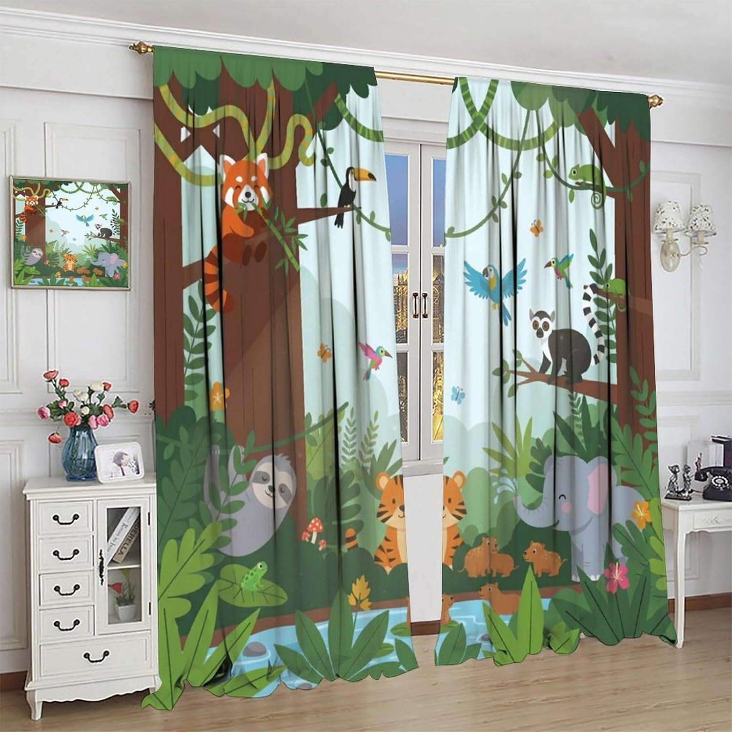 ستائر نافذة شفافة بتصميم حيوان - مراجعة Baby Nursery Jungle Animals وسعره