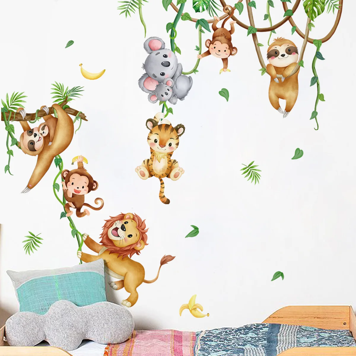 غابة الحيوان الأسد الكسل القرد - مراجعة Baby Nursery Wallpaper Girl وسعره