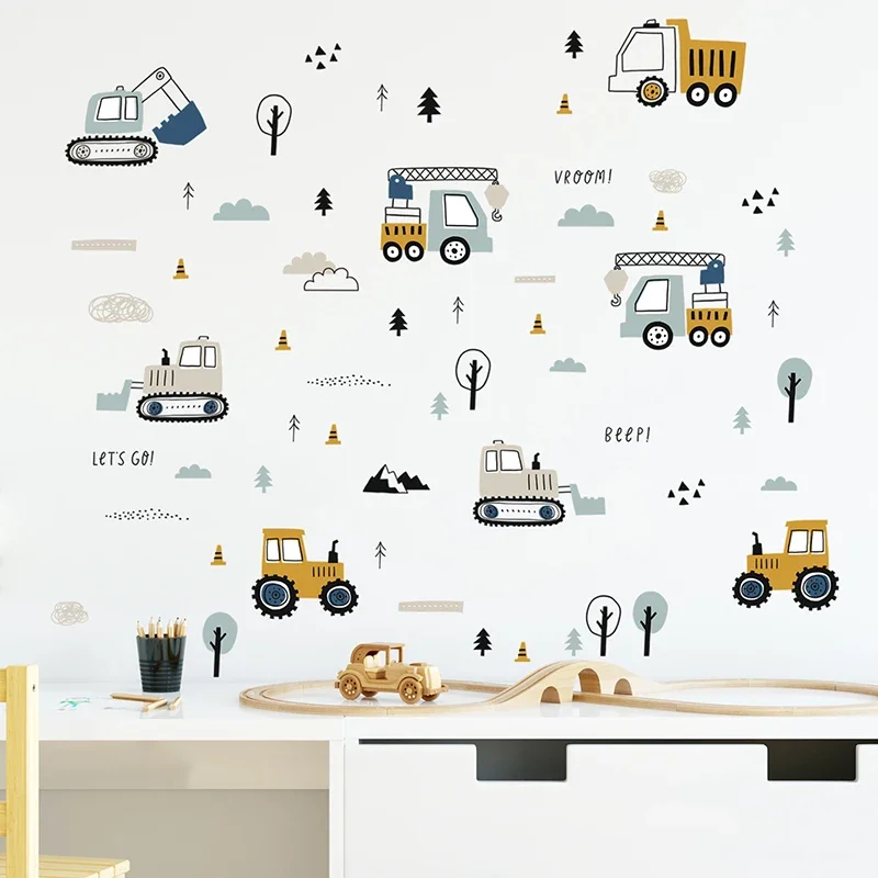 مرسومة باليد لطيف سيارات شاحنة - مراجعة Wall Decal Nursery وسعره