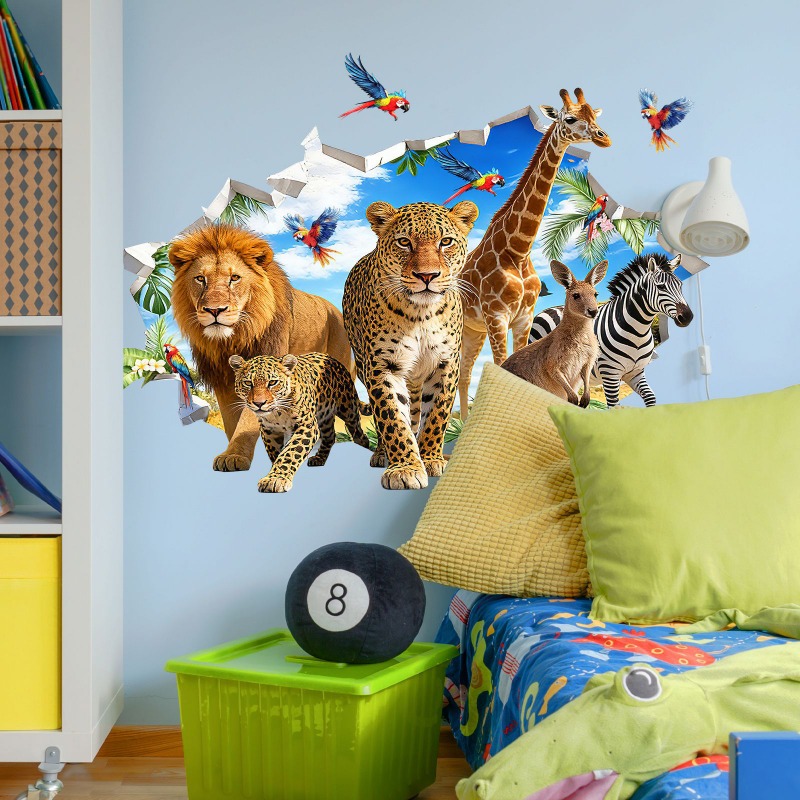 ملصقات جدارية كبيرة على شكل حي - مراجعة Baby Nursery Jungle Animals وسعره