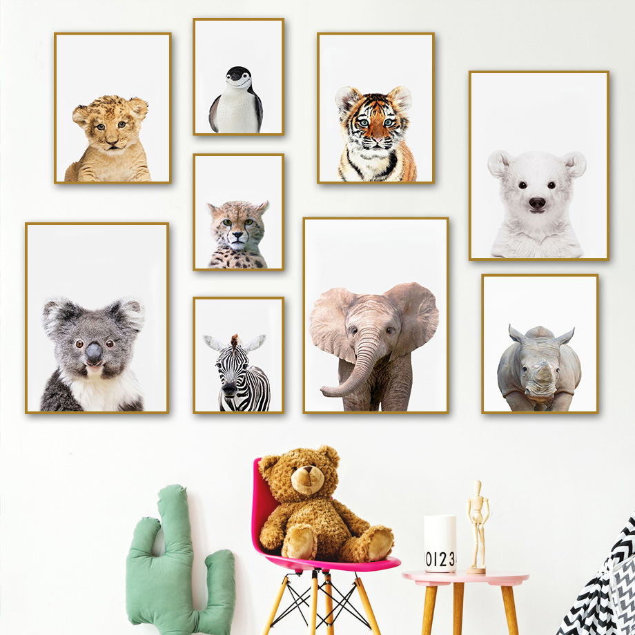 لوحة قماشية بدون إطار، طباعة ف - مراجعة Baby Nursery Jungle Animals وسعره